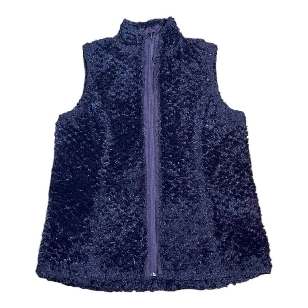 Women's Vest Size Small Quilted Reversible Soft Faux Fur Purple Fall